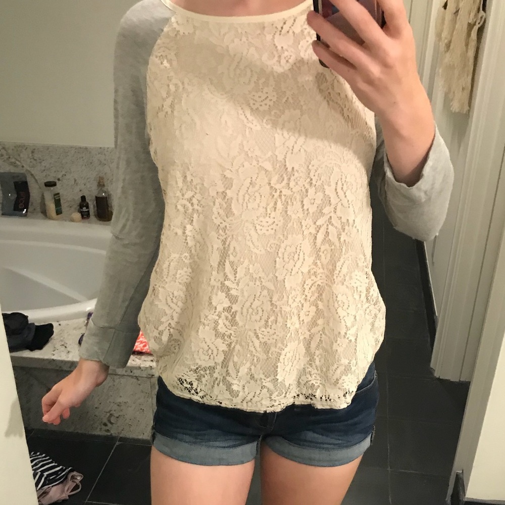 Lace Baseball Long Sleeve Tee